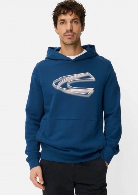 CAMEL ACTIVE - Camel Active ανδρική μπλούζα φούτερ με κουκούλα και monogram print Relaxed Fit - C261-409460-7W49 Μπλε