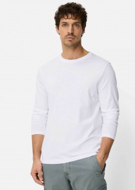 Camel Active ανδρική μακρυμάνικη μπλούζα με κεντημένο monogram Regular Fit - C261-409600-7T06 Λευκό