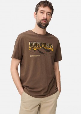 CAMEL ACTIVE - Camel Active ανδρικό T-shirt με lettering Relaxed Fit - C261-409700-7T17 Καφέ