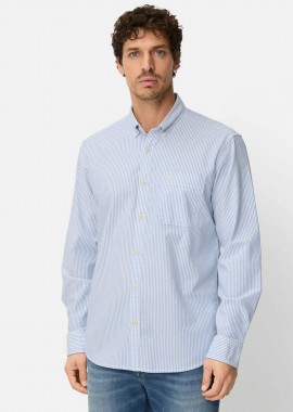 CAMEL ACTIVE - Camel Active ανδρικό πουκάμισο button down με ριγέ σχέδιο και τσέπη με κεντημένο monogram Regular Fit - C261NOS-409106-9S06 Μπλε Ανοιχτό