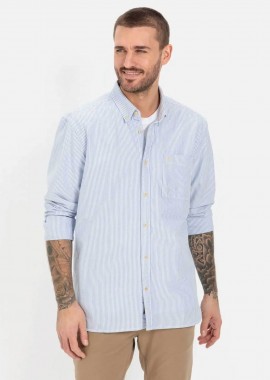 CAMEL ACTIVE - Camel Active ανδρικό πουκάμισο oxford button down με ριγέ σχέδιο και τσέπη με κεντημένο monogram Regular Fit - C261NOS-409102-9S02N Μπλε Ανοιχτό