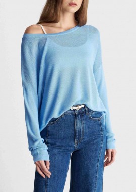 'ALE - 'ALE γυναικεία πλεκτή μπλούζα Oversized - 8P23386 Γαλάζιο