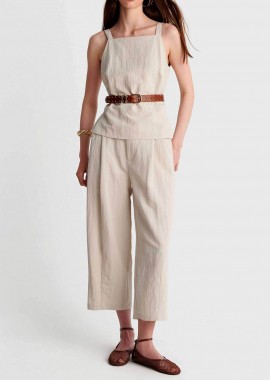 'ALE - 'ALE γυναικείο παντελόνι με πιέτες Wide Leg - 8923060 Εκρού