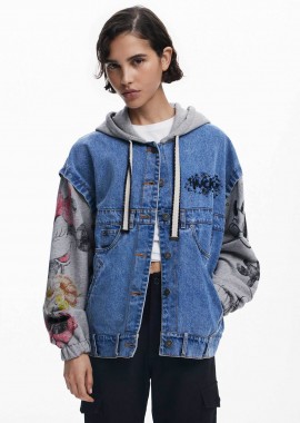 Desigual γυναικείo denim jacket με κουκούλα 