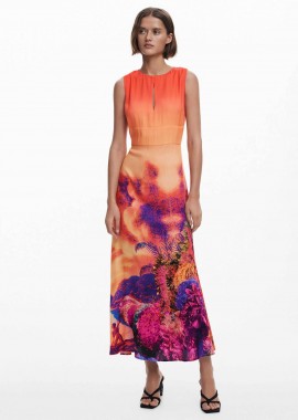 DESIGUAL - Desigual γυναικείο φόρεμα midi με print