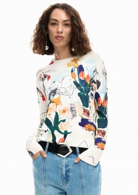 DESIGUAL - Desigual γυναικείo λεπτό πουλόβερ με floral print Regular Fit