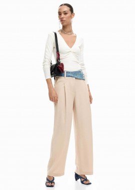 DESIGUAL - Desigual γυναικείο παντελόνι με ζώνη Wide Fit
