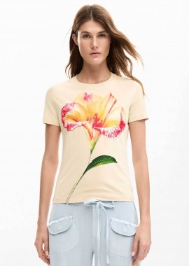 Desigual γυναικείο T-shirt με floral print Slim Fit 