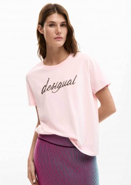 DESIGUAL - Desigual γυναικείo T-shirt και λογότυπο με στρας Regular Fit