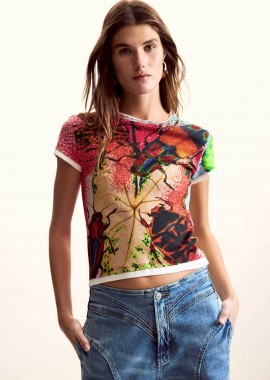 Desigual γυναικείο T-shirt με floral print Regular Fit 