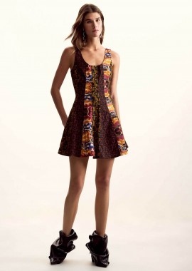 Desigual γυναικείο mini αμάνικο φόρεμα με all-over print 