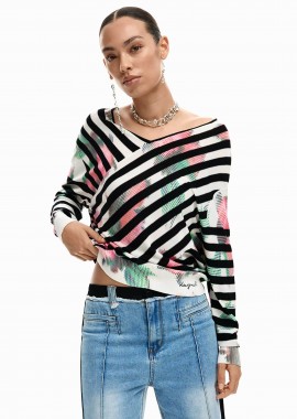 Desigual γυναικείo λεπτό πουλόβερ με ριγέ σχέδιο Regular Fit 