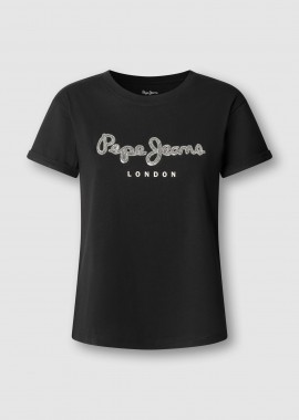 Pepe Jeans γυναικείο T-shirt με logo print και στρας 