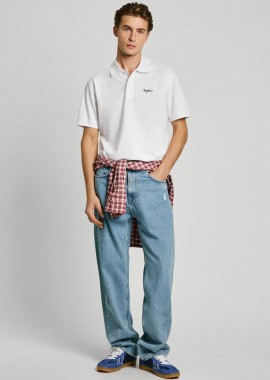 Pepe Jeans ανδρική μπλούζα πόλο με λογότυπο - PM542298 Λευκό
