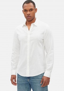 Pepe Jeans ανδρικό λινό πουκάμισο μονόχρωμο Regular Fit - PM308844 Λευκό