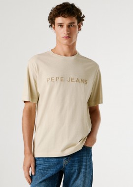 Pepe Jeans ανδρικό T-shirt μονόχρωμο με logo print 