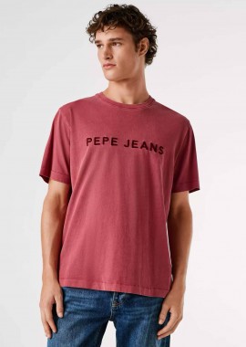 PEPE JEANS - Pepe Jeans ανδρικό T-shirt μονόχρωμο με logo print