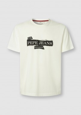 PEPE JEANS - Pepe Jeans ανδρικό T-shirt μονόχρωμο με logo print