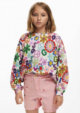 DESIGUAL - Desigual παιδικό denim σορτς με κεντήματα - 25SGPW03 Ροζ