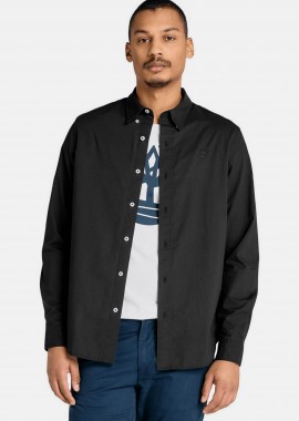 Timberland ανδρικό πουκάμισο poplin button down με κεντημένο λογότυπο Regular Fit - TB0A6GRH0011 Μαύρο