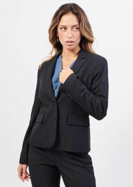 GERRY WEBER - Gerry Weber γυναικείο σακάκι κλασικό με ρίγες - 430023-31320 Μπλε Σκούρο
