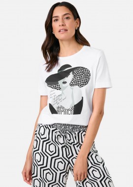 GERRY WEBER - Gerry Weber γυναικείο T-shirt με μπροστινό τύπωμα - 570319-35019 Λευκό