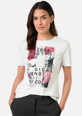 GERRY WEBER - Gerry Weber γυναικείο T-shirt με μπροστινό τύπωμα - 570320-35019 Λευκό