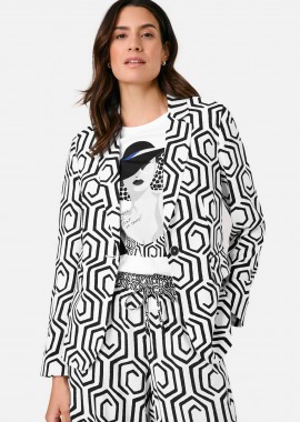 Gerry Weber γυναικείo σακάκι με all-over print - 530042-31430 Ασπρόμαυρο