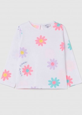 OVS βρεφική μακρυμάνικη μπλούζα με all-over flower print - 002219973 Λευκό
