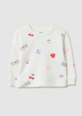 OVS βρεφική μπλούζα φούτερ με all-over print Regular Fit - 002553063 Λευκό