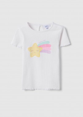 OVS βρεφικό T-shirt με print Regular Fit - 002576674 Λευκό