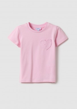 OVS βρεφικό T-shirt με print καρδιά Regular Fit - 002617165 Ροζ