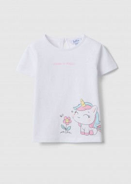 OVS βρεφικό T-shirt με print μονόκερος Regular Fit - 002649712 Λευκό