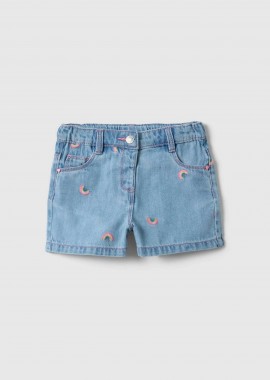 OVS βρεφικό denim σορτς με rainbow print Regular Fit - 002561648 Denim Blue