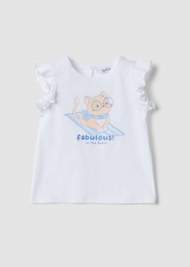 OVS βρεφική μπλούζα με print Regular Fit - 002691879 Λευκό