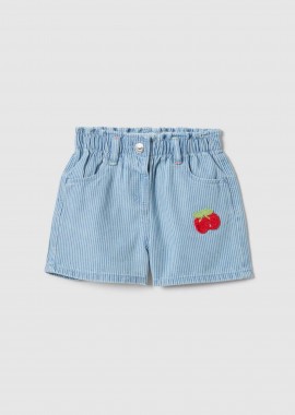 OVS βρεφικό denim σορτς με κέντημα κεράσια Regular Fit - 002576660 Denim Blue