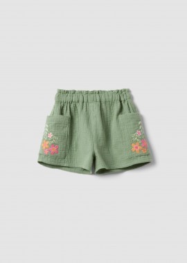 OVS βρεφικό σορτς με κέντημα floral Regular Fit - 002694714 Πράσινο