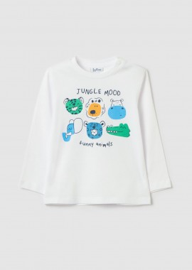 OVS βρεφική μπλούζα με print “Jungle Mood” - 002197799 Λευκό