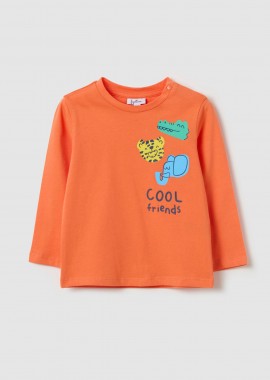 OVS βρεφική μπλούζα με print “Cool Friends” - 002197803 Πορτοκαλί