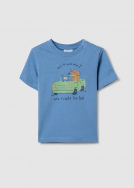 OVS βρεφικό T-shirt με print στο στήθος - 002266332 Μπλε