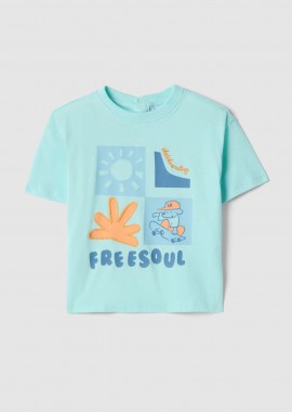 OVS βρεφικό T-shirt με print Οversized Fit - 002575230 Γαλάζιο