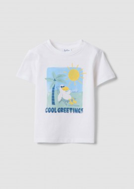 OVS βρεφικό T-shirt με print Regular Fit - 002619609 Λευκό