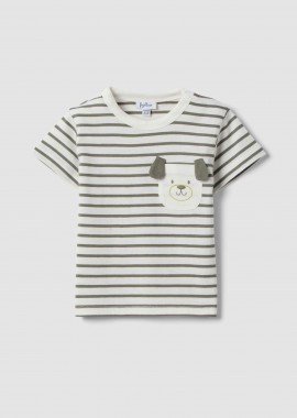OVS βρεφικό T-shirt με ριγέ σχέδιο Regular Fit - 002656280 Λευκό