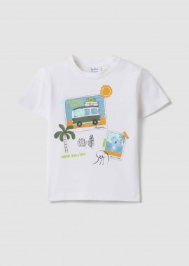 OVS βρεφικό T-shirt με print Regular Fit - 002656437 Λευκό