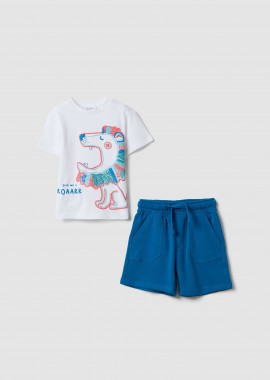 OVS βρεφικό σετ Τ-shirt και βερμούδα Regular Fit (2 τεμάχια) - 002686531 Λευκό