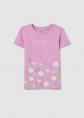 OVS KIDS - OVS παιδικό T-shirt με flowers print - 002265206 Ροζ