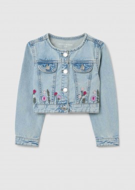 OVS παιδικό denim μπουφάν με κέντημα λουλουδιών - 002265066 Denim Blue