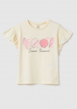 OVS KIDS - OVS παιδική μπλούζα με print και βολάν Regular Fit - 002304067 Υπόλευκο