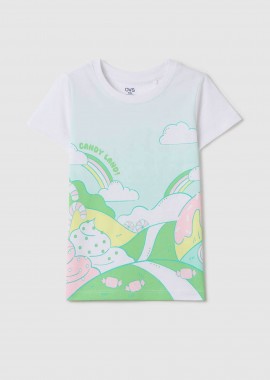 OVS KIDS - OVS παιδική μπλούζα με print Regular Fit - 002265136 Λευκό
