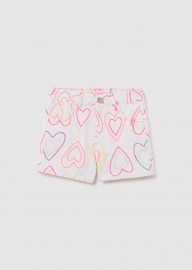 OVS παιδικό denim σορτς με all-over print - 002303104 Λευκό